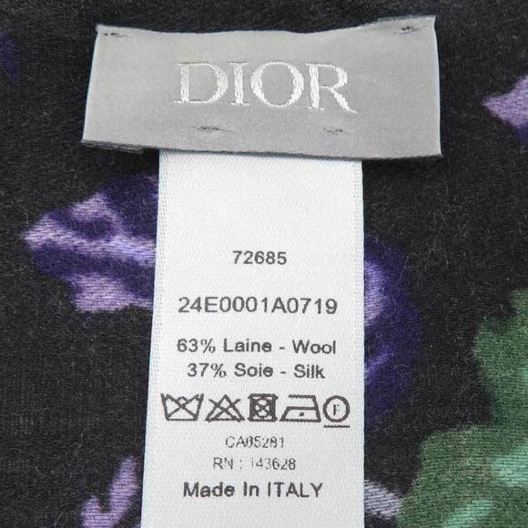 Auth Christian Dior Shawl Scarf Black/Green/Purple Wool - Picture 8 of 8